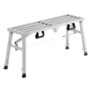 Work Platform, 3 Gear Adjustable Height, Folding Alloy Steel Step Ladder, Portable Scaffolding Platform, 400 lb Load Capacity, Non-Slip Rubber Feet, Drywall Painting Stool, for Cleaning &Washing