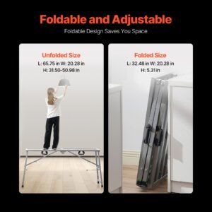 work platform, 4 gear adjustable height, folding alloy steel step ladder, portable scaffolding platform, 800 lb load capacity, non slip rubber feet, drywall painting stool, cleaning & washing