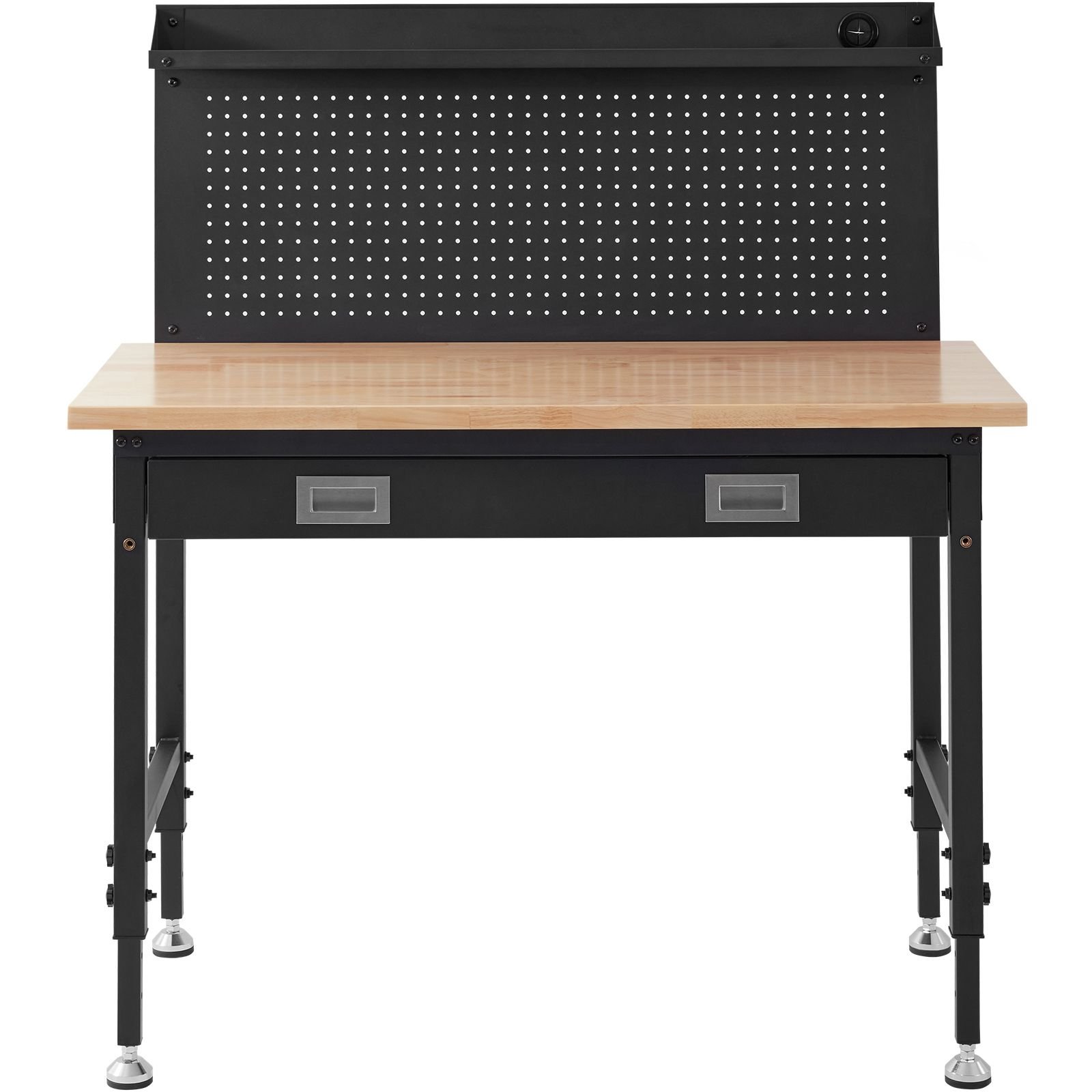 workbench adjustable height 28 39.5" work bench for garage oak plank & carbon steel heavy duty workbench 2000lbs weight capacity bench top size 48x24" hardwood workbench 3m cable 30 hooks