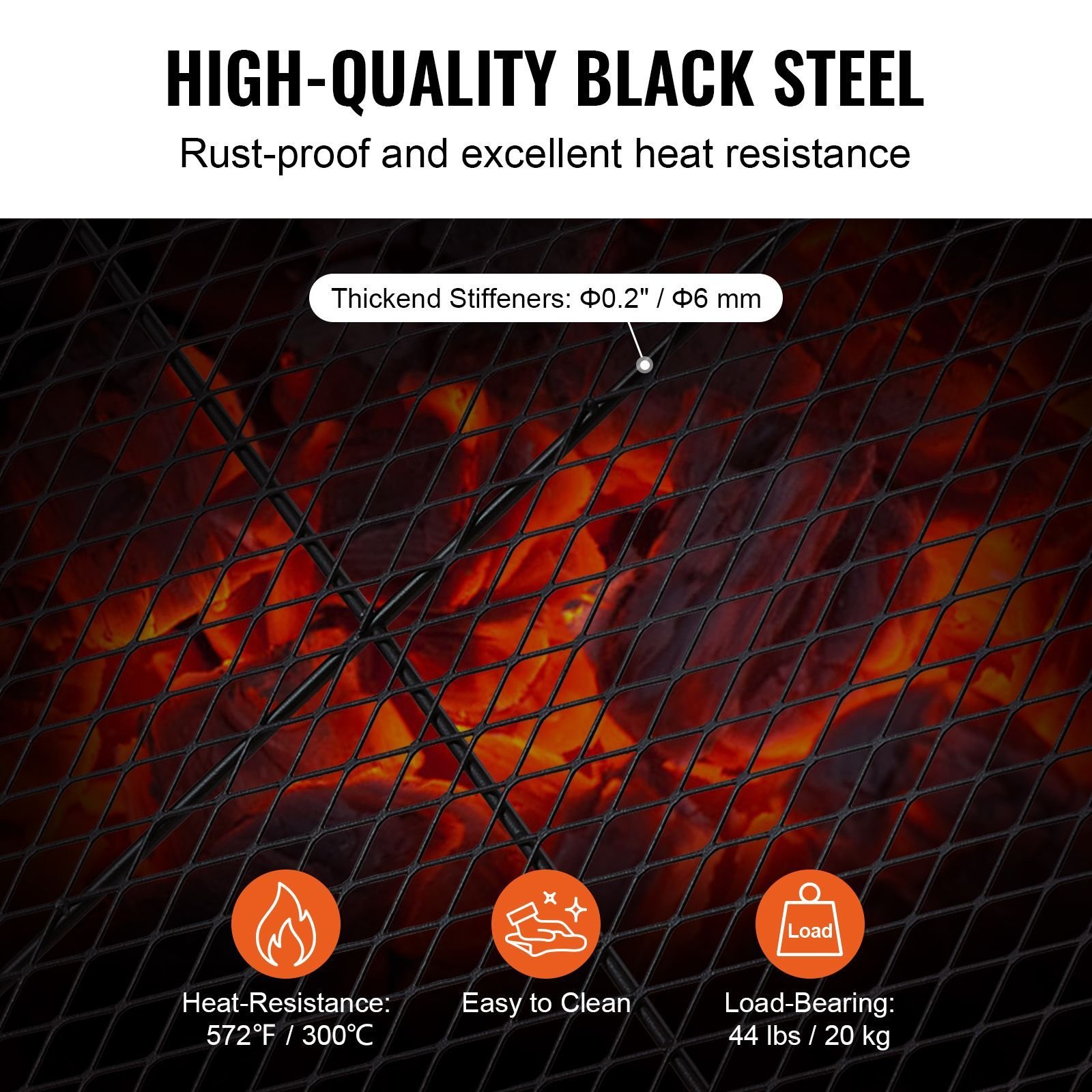 x marks fire pit grill grate, round cooking grate, heavy duty steel campfire bbq grill grid with handle and support x wire, portable camping cookware for outside party & gathering, 30 inch black