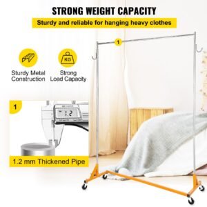 z rack, industrial grade z base garment rack, height adjustable rolling z garment rack, sturdy steel z base clothing rack with lockable casters, for home clothing store display orange (3 sets)