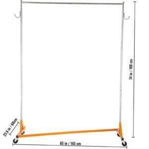 z rack, industrial grade z base garment rack, height adjustable rolling z garment rack, sturdy steel z base clothing rack with lockable casters, for home clothing store display orange (3 sets)