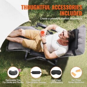 zero gravity chair, 26 inch zero gravity recliner lounge chair for indoor and outdoor, adjustable anti gravity chair with cushion, headrest, footrest, and cupholder, 500 lbs, gray