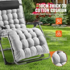 zero gravity chair, 33 inch zero gravity recliner lounge chair for indoor and outdoor, adjustable anti gravity chair with cushion, headrest, footrest, and cupholder, 500 lbs, gray