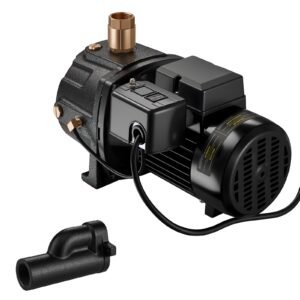 1 HP Shallow Well Jet Pump, AC 115/230 Volt, 1400 GPH Dual Voltage Cast Iron Well Jet Pump, with 164 ft Max Head Lift, Automatic Pressure Switch, for Garden Irrigation Lawn Sprinkler System