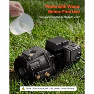 1 hp shallow well jet pump, ac 115/230 volt, 1400 gph dual voltage cast iron well jet pump, with 164 ft max head lift, automatic pressure switch, for garden irrigation lawn sprinkler system
