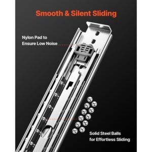 1 pair full extension drawer slides 18 20 22 28 30 32 36 38 40 44 48 52 56 60 in, 500 lbs load capacity locking drawer slides, ball bearing with lock side mount drawer slide rail