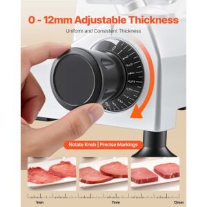 10" commercial meat slicer, 240w electric deli food slicer with carbon steel blade, built in sharpener & 0 0.47" adjustable thickness for frozen meat, ham, baguett, steak, ul approved