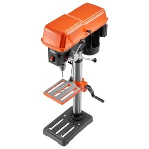 10-Inch Benchtop Drill Press, 5 Amp, 0.8 HP 600W Bench Drill Press, 530-3140 RPM Variable Speed, 0-45° Tilting Worktable, with Laser and LED Work Light, Tabletop Drilling Machine, for Wood Metal