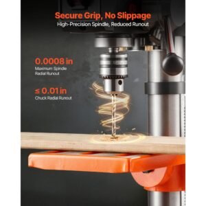 10 inch benchtop drill press, 5 amp, 0.8 hp 600w bench drill press, 530 3140 rpm variable speed, 0 45° tilting worktable, with laser and led work light, tabletop drilling machine, for wood metal