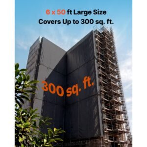 10 mil plastic sheeting 6' x 50' heavy duty thick polyethylene roll, plastic drop cloth painters tarp, polyethylene covering for crawl space vapor barrier, weed control, garden, black & white