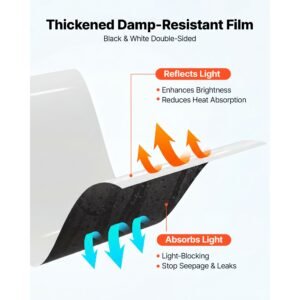 10 mil plastic sheeting 6' x 50' heavy duty thick polyethylene roll, plastic drop cloth painters tarp, polyethylene covering for crawl space vapor barrier, weed control, garden, black & white