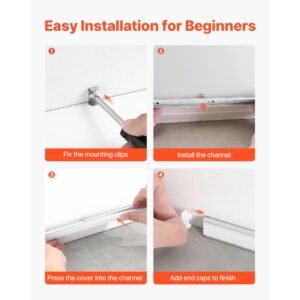 10 pack 3.3 ft/1m u shape led aluminum channel, with milky cover, end caps and mounting clips, aluminum profile for led strip light installations, easy installation, for under cabinet counter