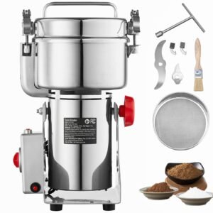 1000g Electric Grain Mill Grinder, High Speed 3000W Commercial Spice Grinders, Stainless Steel Pulverizer Powder Machine, for Dry Grains Spices Cereals Coffee Corn Pepper, Swing Type