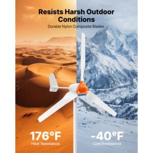 1000w 12v wind turbine generator, 3 blade wind turbine kit with wind/solar hybrid controller, efficient 3 phase ac permanent wind power generator for rv boat home farm (tower pole not include)