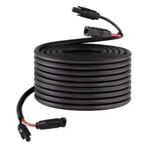100FT Solar Panel Extension Cable, 10 AWG, Solar Panel Wire with Flame Retardant Protective Sleeving, Female and Male Connectors, IP67 Waterproof PV Wire, for Outdoor Automotive RV, Black & Red