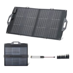 100W Bifacial Solar Panel, 16BB N-Type Foldable Monocrystalline Solar Panel Charger 24% Efficiency, Portable with MC4 Output, USB-A (QC3.0), Type-C & DC Ports for Power Stations Camping Hiking