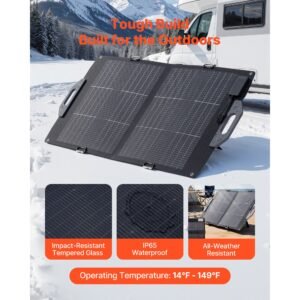100w bifacial solar panel, 16bb n type foldable monocrystalline solar panel charger 24% efficiency, portable with mc4 output, usb a (qc3.0), type c & dc ports for power stations camping hiking