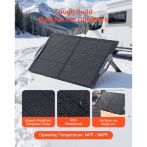 100w foldable solar panel, 24% high efficiency portable monocrystalline solar panel charger with mc4 output, usb a, type c & dc ports, ip65 waterproof for power stations, camping, hiking trips