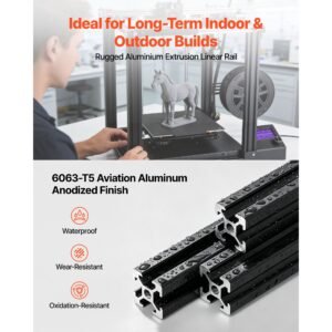 10pcs 2020 aluminum extrusion profile, 48 inch 1220 mm, t slot european standard anodized linear rail, high strength extruded aluminum rail, for 3d printer parts and cnc diy workbench, black