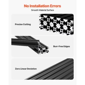 10pcs 2020 aluminum extrusion profile, 48 inch 1220 mm, t slot european standard anodized linear rail, high strength extruded aluminum rail, for 3d printer parts and cnc diy workbench, black