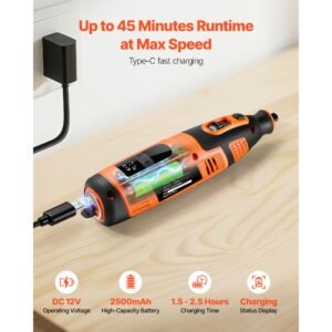 119 piece cordless rotary tool kit, dc12v portable mini power rotary tool, 28 level speed 5000 32000 rpm multi purpose diy tools for engraving, sanding, polishing, carving, cutting, diy crafts