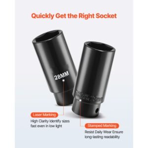 1/2 in drive impact socket set, 91 piece, 6 point deep & shallow impact sockets, sae (5/16 to 1 1/4 in) and metric (8 to 32 mm) sizes with extension bars (3, 5, 10 in), cr v steel, carrying case