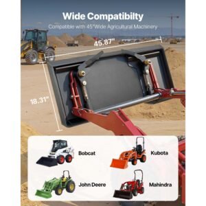 1/2 in skid steer mount plate universal quick attach mount plate, easy to bolt, 9000 lbs load capacity, heavy duty steel loader plates compatible with kubota bobcat skid steers and tractors