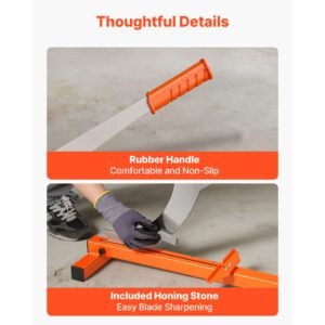 12 inch vinyl floor cutter, 10mm thick laminate flooring cutter with cutting angle guide, rubber handle, honing stone, d2 steel blade for cutting laminate, vinyl, home renovation