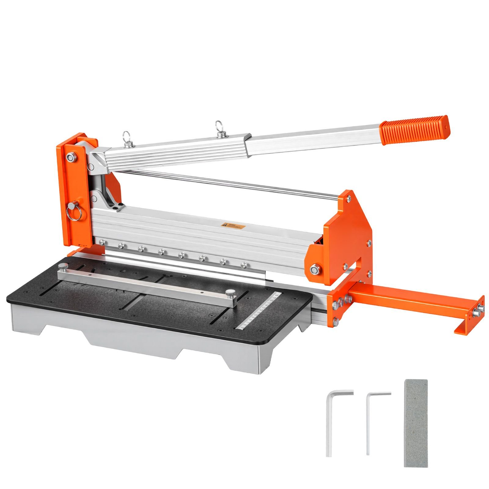 12 inch vinyl floor cutter, 16mm thick laminate flooring cutter with upgraded labor saving aluminum alloy lever, telescoping support plate, cuts engineered wood, lvt, vct, spc, lvp, wpc