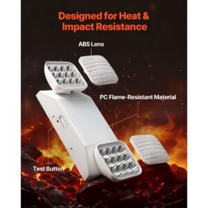 12 pack emergency lights for business, with battery backup, commercial led emergency exit lighting fixtures, ac 120/277v, with two square head adjustable, 90 minute backup, for business, white