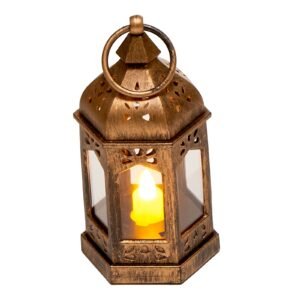 12 pcs decorative candle lantern, led electric flameless candle, plastic led holder with glass, wall hanging indoor porch lanterns for wedding table party farmhouse indoor decor, bronze