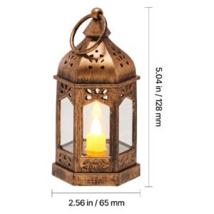12 pcs decorative candle lantern, led electric flameless candle, plastic led holder with glass, wall hanging indoor porch lanterns for wedding table party farmhouse indoor decor, bronze