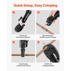 1/2" press jaw for compact series press tools, 52 hrc hardened steel pressing jaw for high pressure hvac/r applications compatible with 24kn press tools for rls copper pipes connections