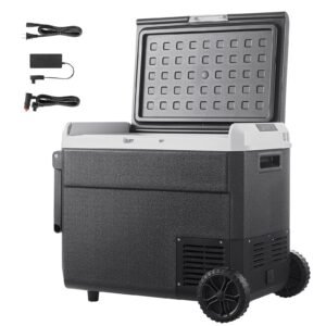 12 Volt Car Refrigerator, 63.4QT/60L Car Fridge, Portable Electric Cooler with Wheels and Handle, -4-68 Fahrenheit, 12/24V DC and 100- 240V AC Compressor Freezer for Outdoor, Camping