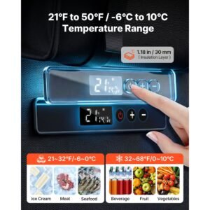 12 volt refrigerator, 13.7 qt/ 13l car fridge, portable electric freezer compressor, 12v/24v dc, 21 f to 50 f/ 6c to 10c , for truck van rv suv boat travel camping road trips