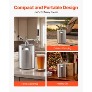 128oz mini keg, pressurized growler tap system, 304 stainless steel beer kit, with co2 regulator, self closing faucet, keeps fresh and carbonation for homebrew, craft and draft beer