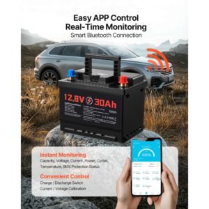 12v 30ah dual purpose lifepo4 lithium battery, 600 cca group 47, car start stop lithium ion starter battery plus deep cycle, built in smart bms, for automotive, trolling motor, engine starting