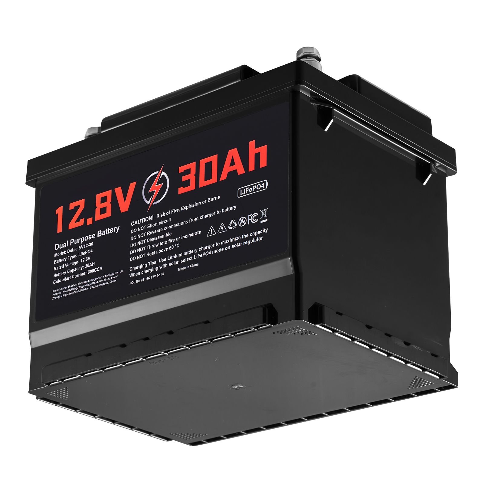 12v 30ah dual purpose lifepo4 lithium battery, 600 cca group 47, car start stop lithium ion starter battery plus deep cycle, built in smart bms, for automotive, trolling motor, engine starting