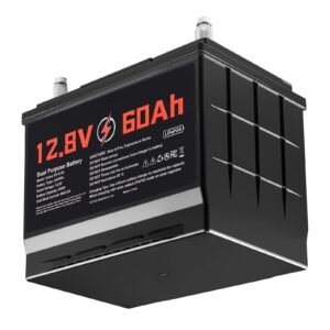 12V 60Ah Dual Purpose LiFePO4 Lithium Battery, 800 CCA Group 24, Lithium-ion Starter Battery Plus Deep Cycle, Built-in Smart BMS, Car Start-Stop, for Automotive, Trolling Motor, Engine Starting