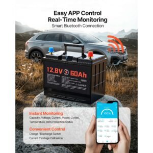12v 60ah dual purpose lifepo4 lithium battery, 800 cca group 24, lithium ion starter battery plus deep cycle, built in smart bms, car start stop, for automotive, trolling motor, engine starting