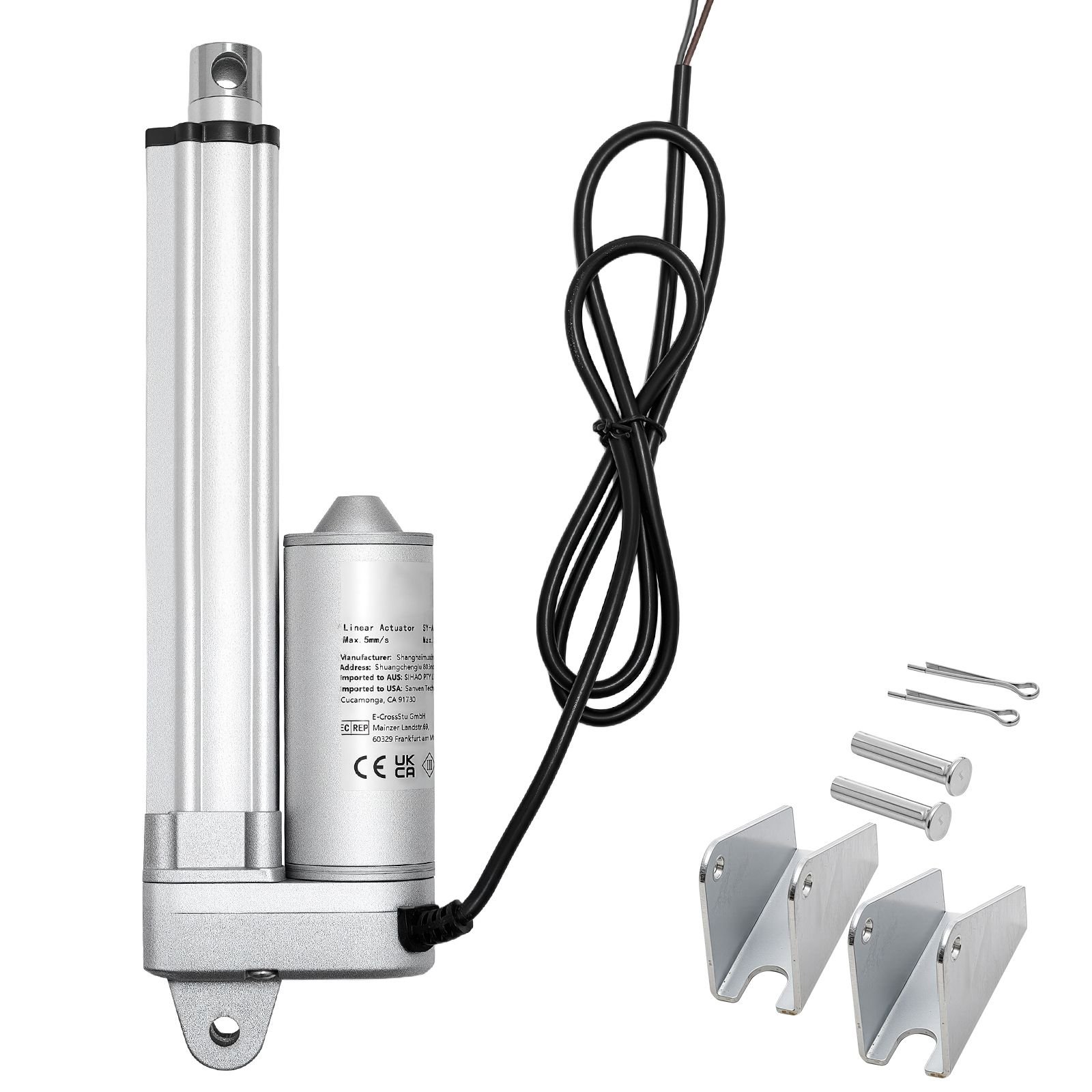 12v linear actuator, 4 inch ip65 waterproof linear actuator, 675lbs/3000n 0.2"/s motion actuators with mounting brackets for outdoor use