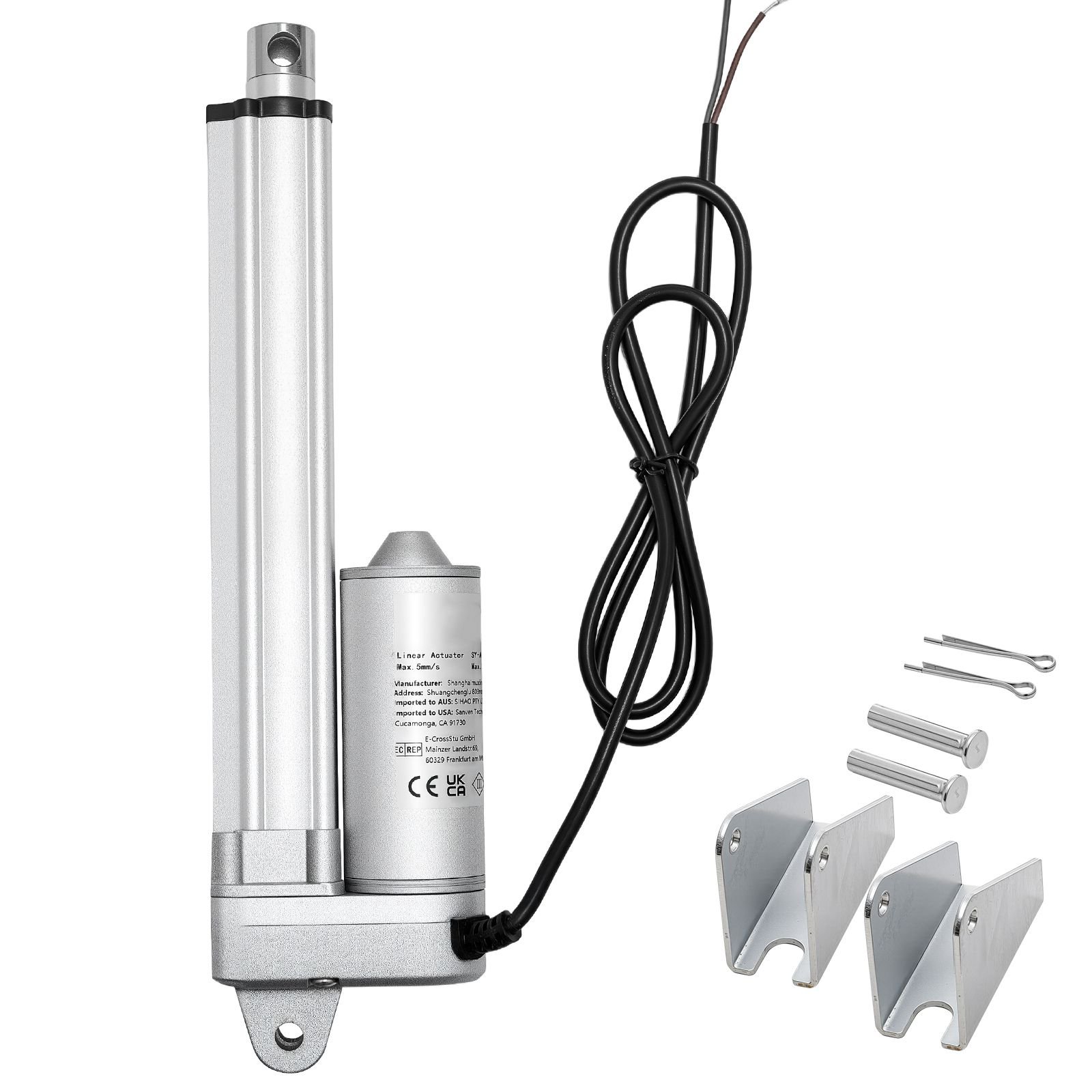 12v linear actuator, 6 inch ip65 waterproof linear actuator, 675lbs/3000n 0.2"/s motion actuators with mounting brackets for outdoor use