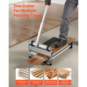 13 inch vinyl floor cutter, 12mm thick laminate flooring cutter with 15°/30°/45° adjustable angle settings, flexible wheels, telescoping handle, certain engineered wood, lvt, vct, spc, lvp, wpc