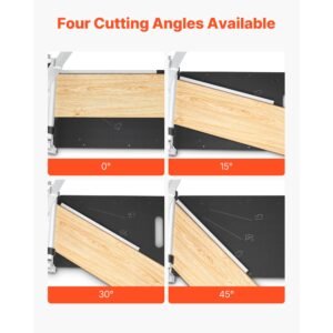 13 inch vinyl floor cutter, 16mm thick laminate flooring cutter with 15°/30°/45° adjustable angle settings, flexible wheels, telescoping handle, cuts engineered wood, lvt, vct, spc, lvp, wpc