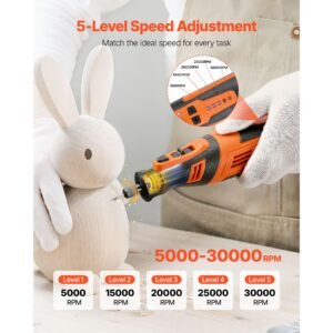 136 piece cordless rotary tool kit, dc8v portable mini power rotary tool, 5 speeds 5000 30000rpm multi purpose diy tools for engraving, sanding, polishing, carving, grinding, cutting, diy craft