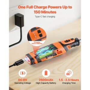 136 piece cordless rotary tool kit, dc8v portable mini power rotary tool, 5 speeds 5000 30000rpm multi purpose diy tools for engraving, sanding, polishing, carving, grinding, cutting, diy craft