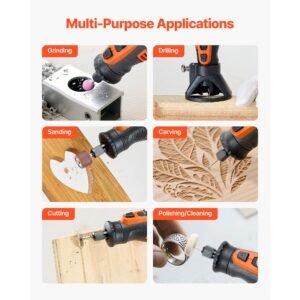 136 piece cordless rotary tool kit, dc8v portable mini power rotary tool, 5 speeds 5000 30000rpm multi purpose diy tools for engraving, sanding, polishing, carving, grinding, cutting, diy craft