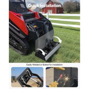 1/4 in skid steer mount plate with 2" receiver hitch, universal quick attach mount plate, 1500lbs capacity, heavy duty steel loader plates compatible with toro dingo skid steers & tractors