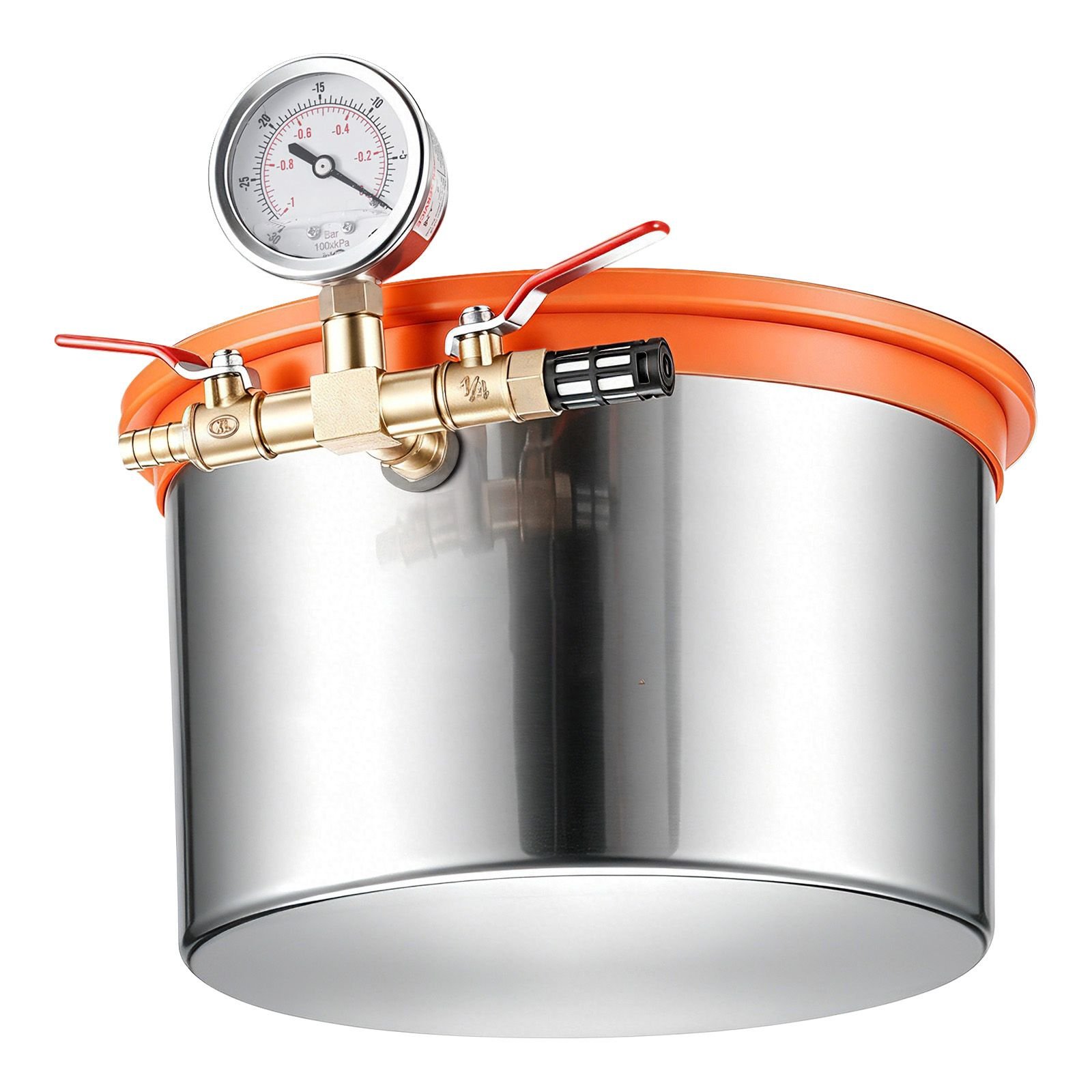 1.5 gallon vacuum chamber, stainless steel, vacuum degassing chamber with tempered glass lid, hose, air filter, for resin casting, stabilizing wood, degassing silicone, epoxies, essential oils
